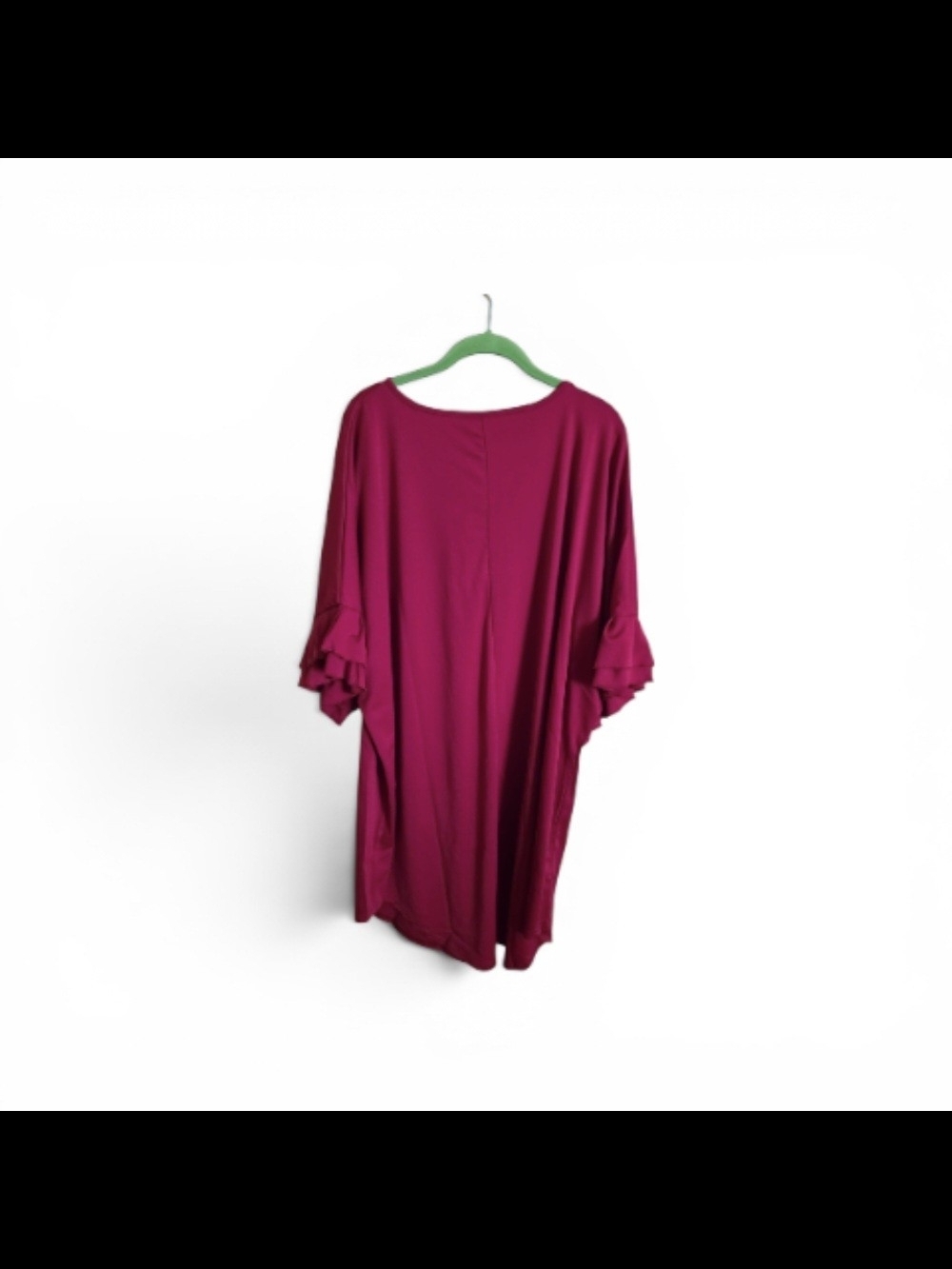 Plus-Size Ruffled Sleeve Swing Dress - Wine - Picture 4 of 4